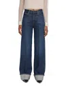 Frame The Cuffed Wide High-rise Wide-leg Jeans In Blue