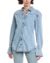 Frame The Curved Denim Jacket In Blue