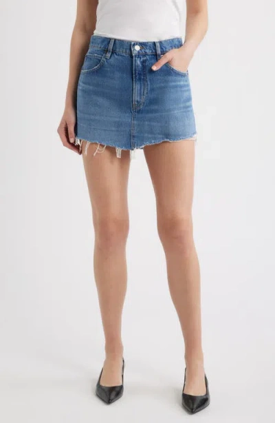 Frame The Cutoff Denim Miniskirt In Blue