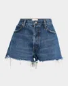 Frame The Dare Frayed High Waist Denim Shorts In Habit