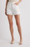 Frame The Dare Floral Appliqué Frayed High Waist Denim Shorts In Flurry