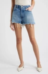Frame The Dare High Waist Denim Cutoff Shorts In Blue
