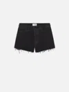 Frame Dare High Waist Denim Cutoff Shorts In Forbidden In Black