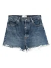 Frame The Hang Frayed Mid-rise Denim Shorts In Blue