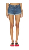 Frame Grand Garcon Cuffed Denim Shorts In Blue