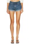 Frame Grand Garcon Cuffed Denim Shorts In Blue