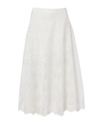 Frame The Deco Broderie Anglaise Cotton Midi Skirt In Multi