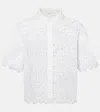 Frame The Deco Scalloped Broderie Anglaise Cotton Blouse In Animal Print