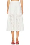 Frame Solstice Embroidered Midi Skirt In White