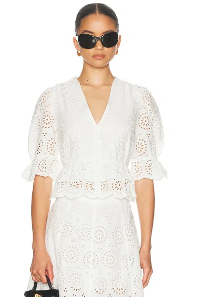 FRAME THE DECO EYELET TIERED BLOUSE