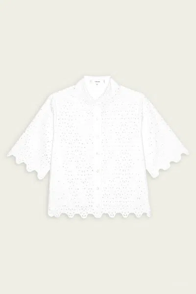 Frame The Deco Eyelet-embroidered Cotton Blouse