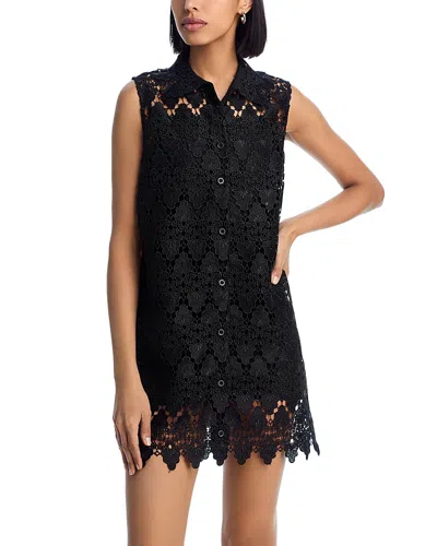 Frame The Deco Crocheted Lace Mini Dress In Black