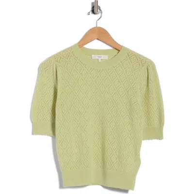 Frame The Delicate Cashmere Short Sleeve Sweater In Green