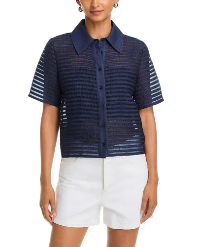 Frame The Denim Lattice Cotton Shirt In Blue