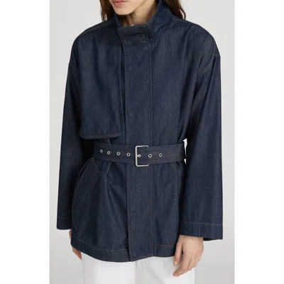 Frame The Short Field Trench Jacket In Blue