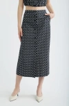 Frame The Dot Front Button Midi Skirt In Black