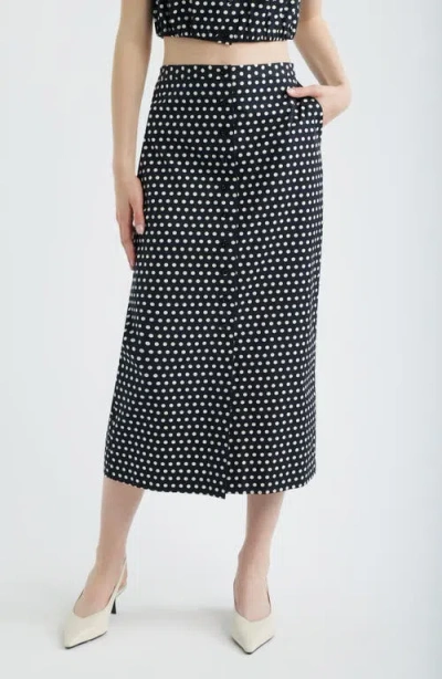 FRAME FRAME THE DOT FRONT BUTTON MIDI SKIRT