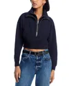 Frame Womens  The Double Half-zip Cotton-blend Sweatshirt In Dark Navy