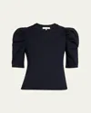 Frame Draped Short Sleeve Organic Cotton T-shirt In Navy