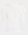 Frame The Drape Puff Sleeve Organic Cotton Top In White