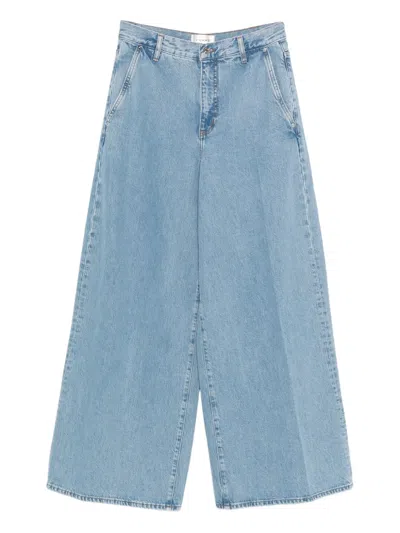 Frame The Drape High Rise Extra Wide Leg Jeans In Sweetheart In Blue