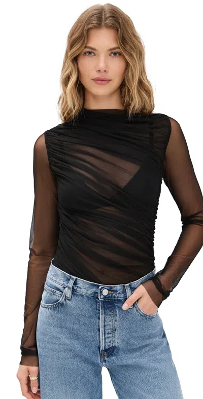 Frame The Draped Sheer Top In Multi