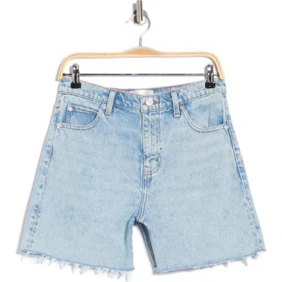 Frame The Easy Fray Hem Denim Shorts In Blue