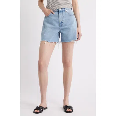 Frame The Easy High Waist Cutoff Shorts In Blue