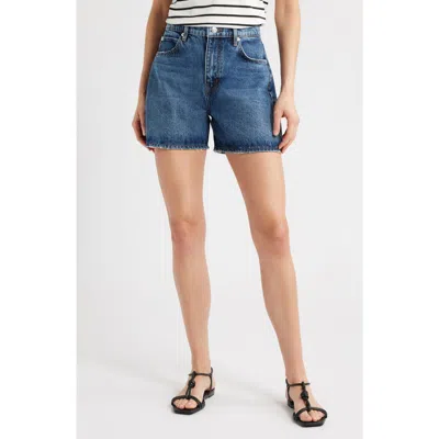 Frame The Easy High Waist Denim Shorts In Blue