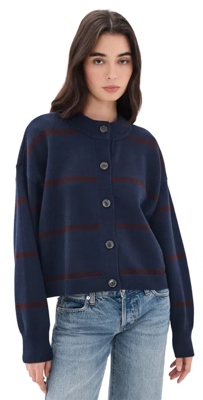 Frame The Easy Sailor Cardigan Navy Stripe In Blue