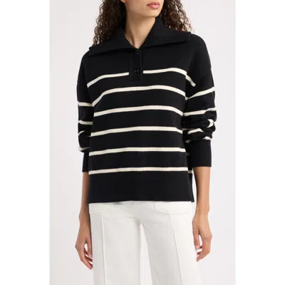 Frame The Easy Sailor Striped Sweater In Black Stripe