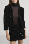 Frame Womens Black The Embellished Wool-blend Knitted Jacket In Black