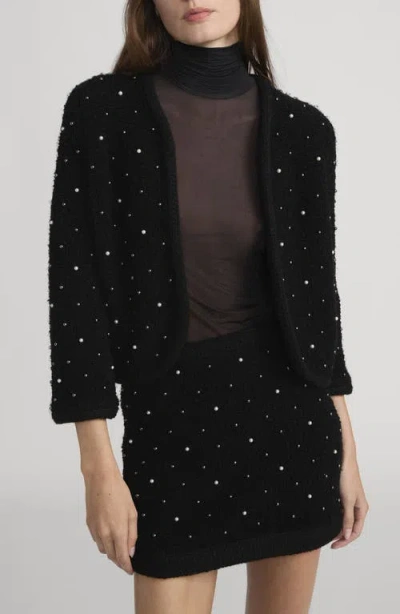 Frame The Embellished Knit Jacket In Black