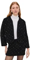 Frame Womens Black The Embellished Wool-blend Knitted Jacket In Black