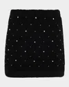 Frame The Embellished Knit Wool Blend Miniskirt In Black
