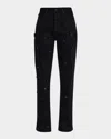 Frame The Embellished Vertical High Rise Jeans In Black In Black