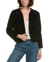 Frame The Embellished Wool-blend Jacket In Black