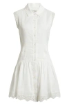 Frame The Embroidered Ramie Button-up Dress In White