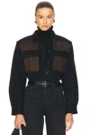 Frame Womens Trouble Suede The Equestrian Suede-panels Organic-denim Shirt In Trouble Suede