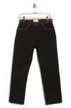 Frame The Equestrian Suede Trim Straight Leg Jeans In Brown
