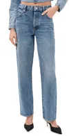 Frame Denim Straight Leg Five Pocket Belt Loop Jeans In Blue