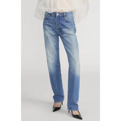 Frame Essential Recycled High-rise Straight-leg Jeans In Blue