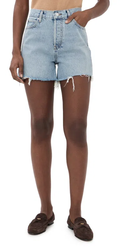 Frame Womens Swindle The Everyday High-rise Denim Shorts In Blue