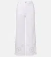 Frame The Eyelet Flare Embroidered Flared-leg Jeans In White