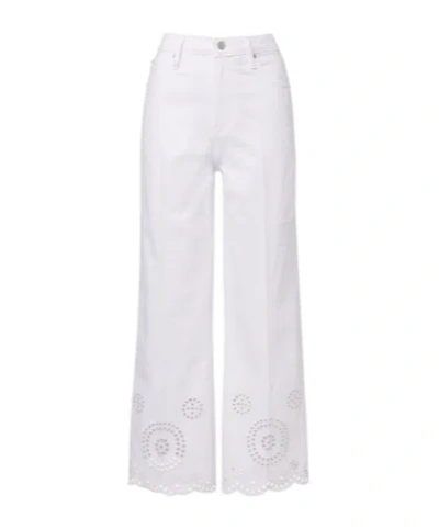 Frame The Eyelet Flare Embroidered Flared-leg Jeans In White