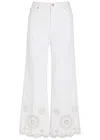 Frame The Eyelet Flare Embroidered Flared-leg Jeans In White