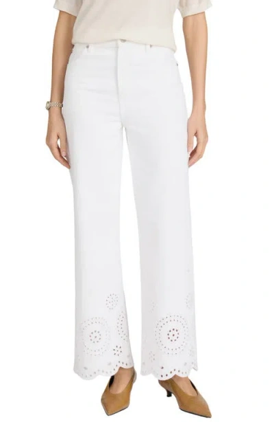 Frame The Eyelet Flare Embroidered Flared-leg Jeans In White