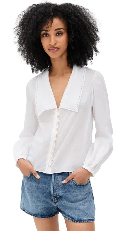 FRAME THE EYELET SAILOR BLOUSE WHITE