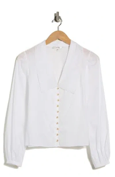 Frame The Eyelet Sailor Long Sleeve Button-up Shirt In White