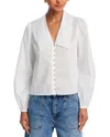 Frame The Eyelet Sailor Silk Blouse In White